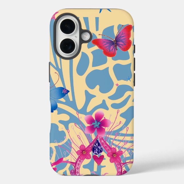Coques Case-Mate iPhone Créez Votre Propre Belle Pêche Flore Papillon Art (Verso)