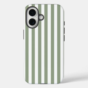 Coque Pour iPhone 16 Créez votre propre Motif à rayures blanches Sage G