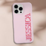 Coque iPhone 16 Pro Max Créez votre propre nom rose Monogramme<br><div class="desc">Créez votre propre coque iphone personnalisé avec un nom initial personnalisé dans la typographie moderne minimaliste rose rouge.</div>