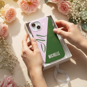 Coque Case-Mate iPhone Créez Votre Propre Vert Forêt Moderne & Rose Doux