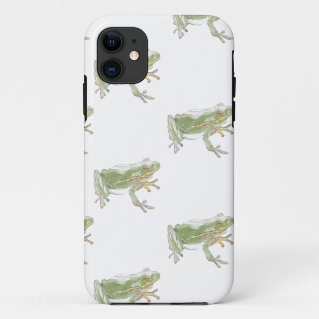 Coques Case-Mate iPhone Crème Blanc Sage Vert Aquarelle Grenouille Motif (Dos)