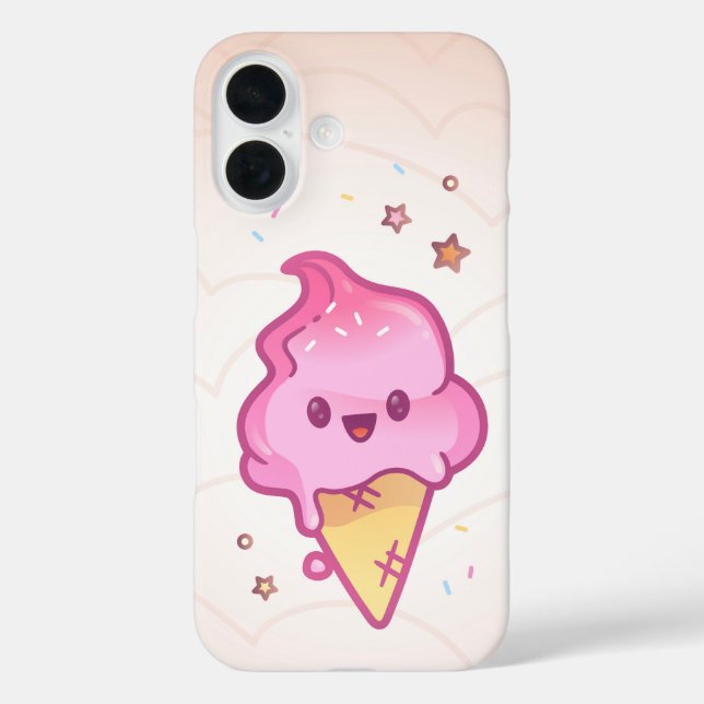 Coques Case-Mate iPhone Crème glacée de Kawaii douce - Conne rose mou (Verso)