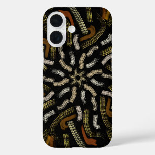 Coque Pour iPhone 16 Crème Jaunes Dorés Motif Râpé Sur Fond Noir