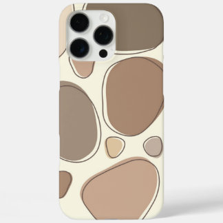 Coque iPhone 16 Pro Max Crème moderne et pierres Abstraites Brown