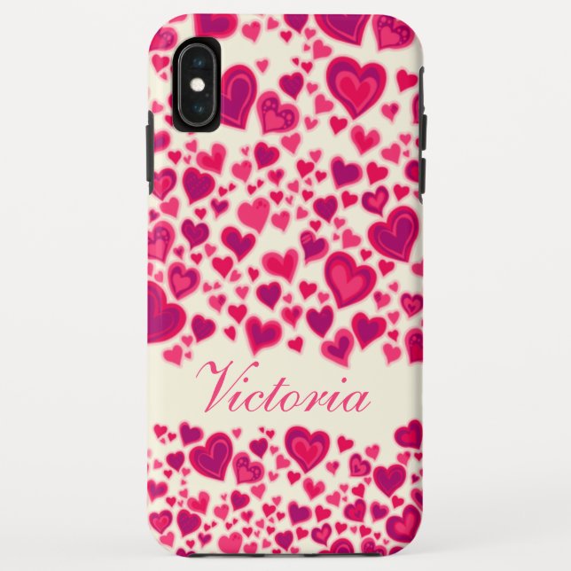 Coques Case-Mate iPhone Crème motif rose chaud nom (Dos)