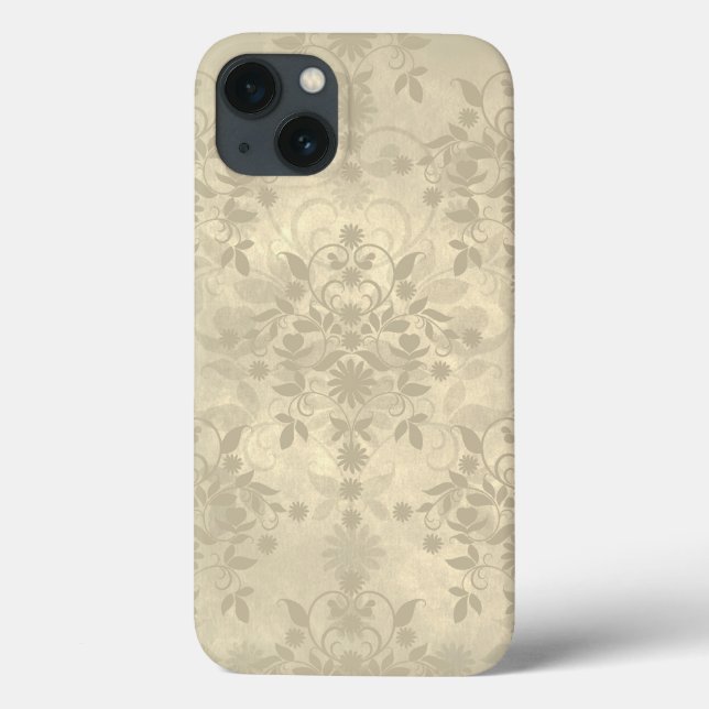 Coques Case-Mate iPhone Crème Neutre Tan Double Motif Damassé (Verso)