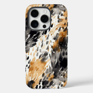 Coque iPhone 16 Pro Crème noire blanche léopard animal