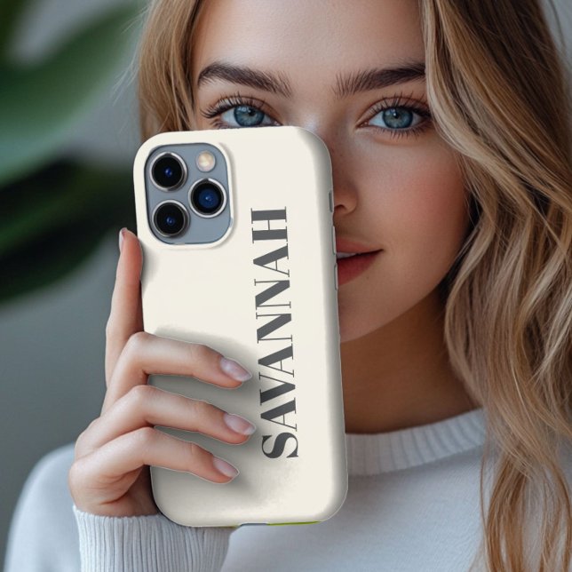 Coques Case-Mate iPhone Crème nom personnalisé simple  (Créateur téléchargé)