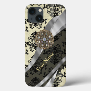 Case-Mate iPhone Case Crème personnalisée et damas noir