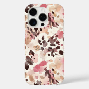 Coque iPhone 16 Pro Crème rose Brown léopard