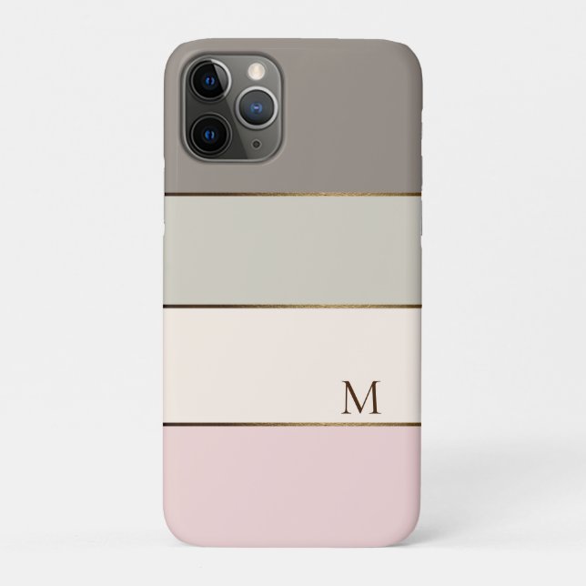 Coques Case-Mate iPhone Crème rose Taupe Or Couleur Bloc Monogramme (Dos)