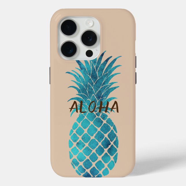 Coques Case-Mate iPhone Crème Turquoise Bleu Tropical Ananas Aloha (Verso)