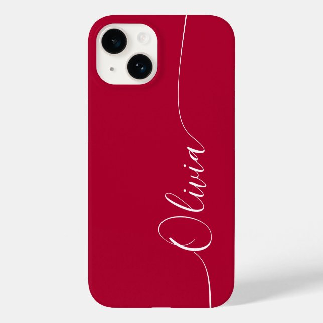 Coques Case-Mate iPhone Crimson White Elegant Calligraphie Nom du script (Verso)