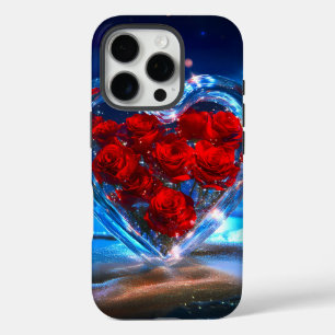 Coque iPhone 16 Pro Cristal de coeur floral florissant