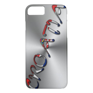 Coques Pour iPhone Croatie Drapeau croate Typographie couleur gris ar
