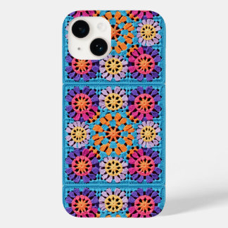 Coque Case-Mate iPhone Crochet bleu orange jaune coloré Granny Carré