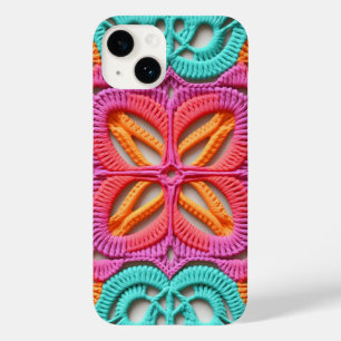 Coque Case-Mate iPhone Crochet rose violet orange coloré Granny Carré