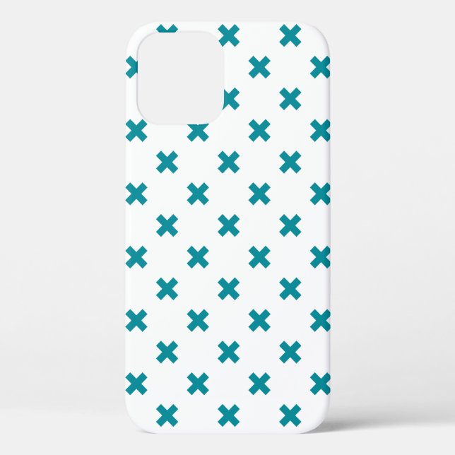 Coques Case-Mate iPhone Crochets turquoises sur blanc (Verso)