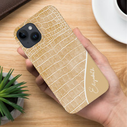 Coque Case-Mate iPhone Crocodile Beige Champagne personnalisé