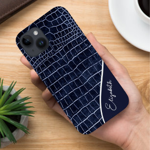 Coque Case-Mate iPhone Crocodile bleu marine personnalisé