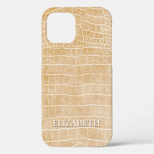 Case-Mate iPhone Case Crocodile Champagne Faux Cuir Nom personnalisé