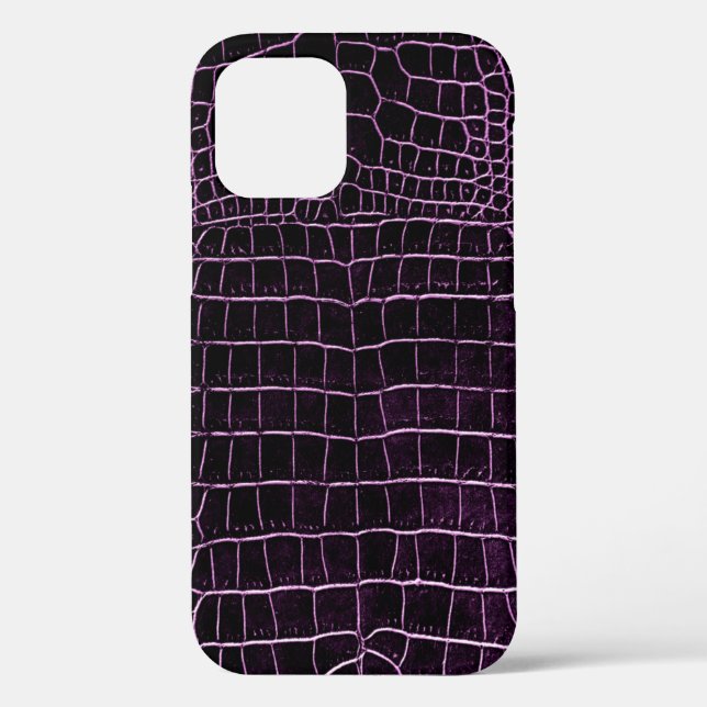 Coques Case-Mate iPhone Crocodile d'aubergine pourpre Faux Crocodile Cuir (Verso)