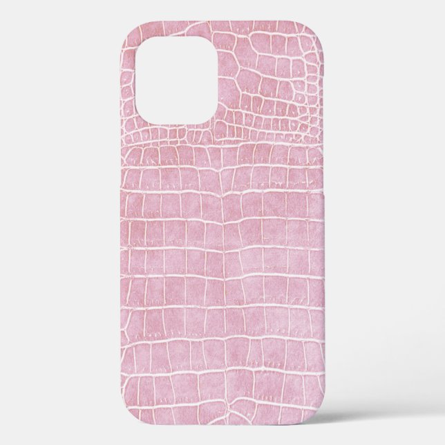 Coques Case-Mate iPhone Crocodile de Baby Pink Faux (Verso)