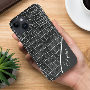 Coque Case-Mate iPhone Crocodile gris charbon Personnalisé