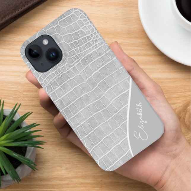 Coques Case-Mate iPhone Crocodile Pearl Grey Personnalisé (Créateur téléchargé)