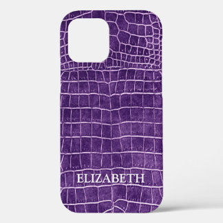 Case-Mate iPhone Case Crocodile Purple Faux Cuir Nom personnalisé