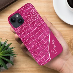 Coque Case-Mate iPhone Crocodile rose chaud Personnalisé
