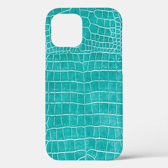 Coques Case-Mate iPhone Crocodile Turquoise de Faux (Verso)