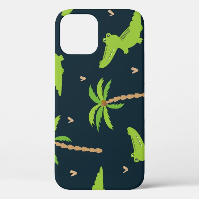 Coques Case-Mate iPhone Crocodiles de dessin : Alligator Palms Motif. (Verso)