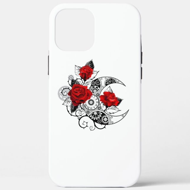 Coques Case-Mate iPhone Croissant mécanique avec roses rouges (Verso)
