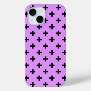 Coque Case-Mate iPhone Croix à pois noirs sur lilas