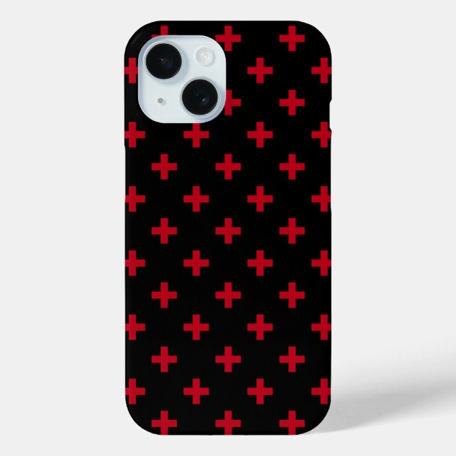 Coques Case-Mate iPhone Croix à pois rouges sur fond noir (Verso)