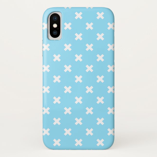 Coques Case-Mate iPhone Croix blanche sur le bleu bébé (Dos)