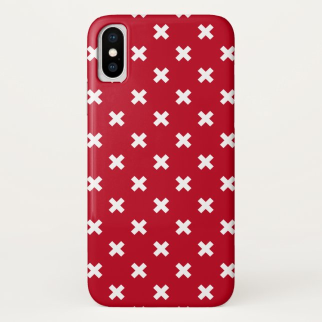 Coques Case-Mate iPhone Croix blanche sur le rouge (Dos)