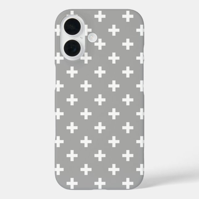 Coques Case-Mate iPhone Croix blanches à pois sur gris (Verso)