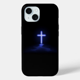 Coque Case-Mate iPhone Croix Bleue Chrétienne dans le Mist