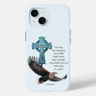 Coque Case-Mate iPhone Croix celtique de l'aigle bleu chrétien tendance