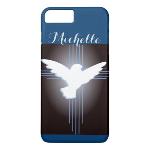 Coque iPhone 8 Plus/7 Plus Croix chrétienne et colombe personnalisée