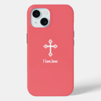 Croix chrétienne J'aime Jésus Rouge rose