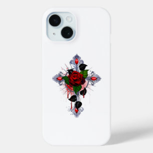 Coque Case-Mate iPhone Croix d'argent avec une rose rouge