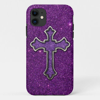 Coque Case-Mate iPhone Croix de parties scintillantes de pourpre et de