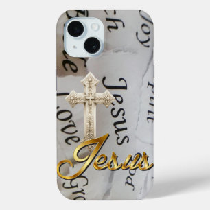 Coque Case-Mate iPhone Croix Jésus beige monochrome inspirante