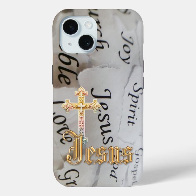Coques Case-Mate iPhone Croix Jésus Pastel Foi Monochrome Tendance (Verso)