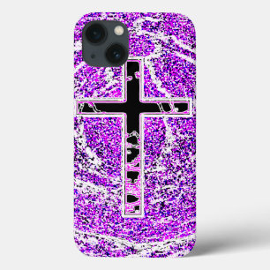Case-Mate iPhone CASE CROIX NOIRE ET ROSE AVEC ARRIÈRE - PLAN VIOLET