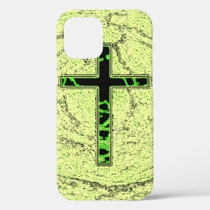 Case-Mate iPhone CASE CROIX NOIRE ET VERTE AVEC ARRIÈRE - PLAN EN MARBRE