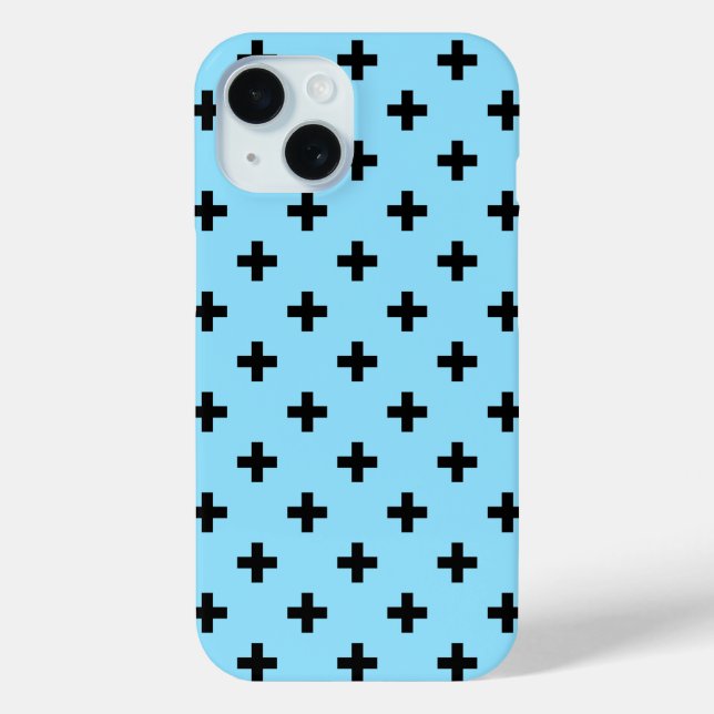 Coques Case-Mate iPhone Croix noires à pois sur bleu bébé (Verso)